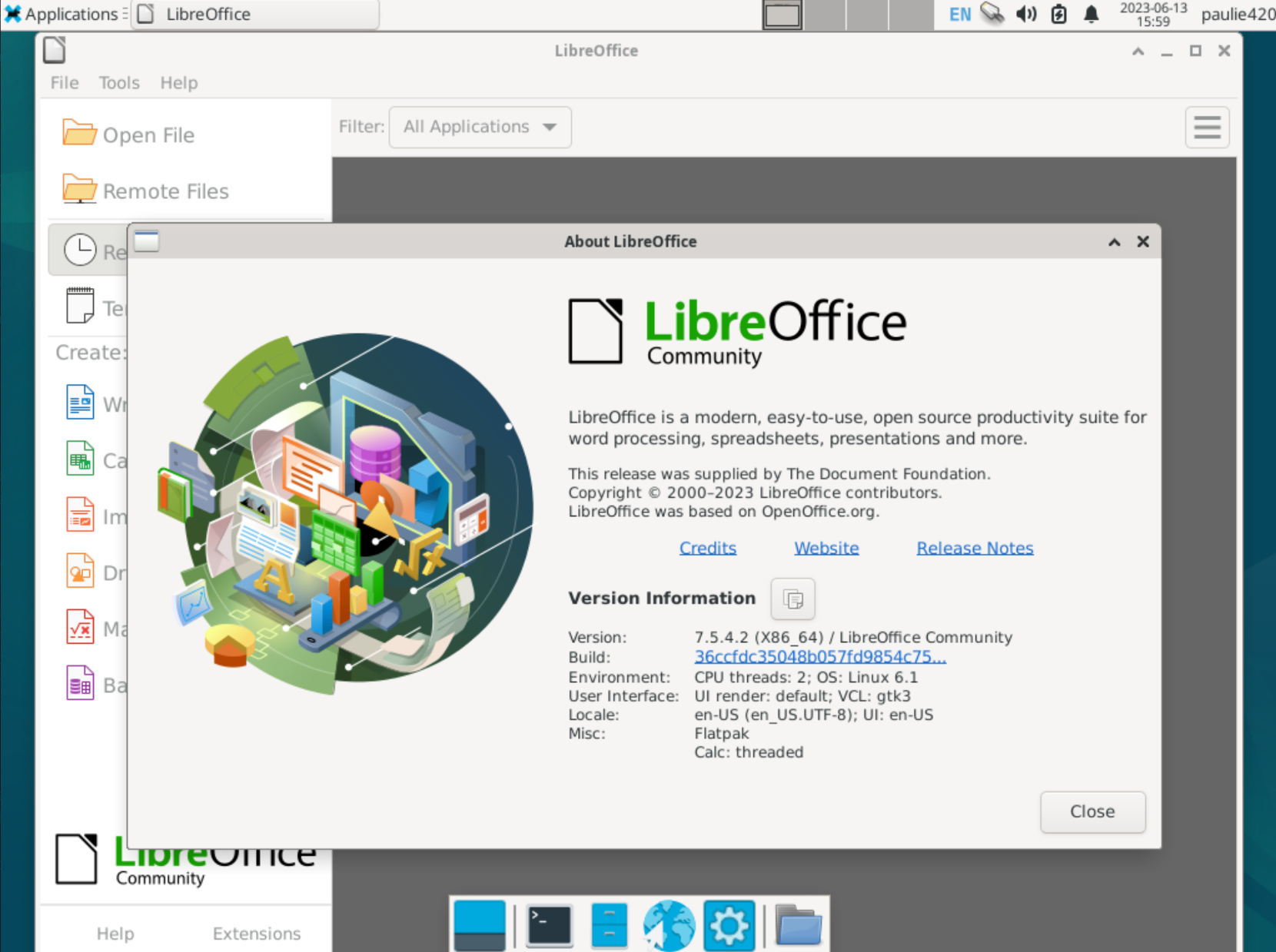 Debian 12 - LibreOffice 7.5.4.2