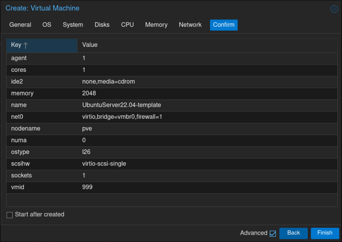 PVE Create VM: Confirm