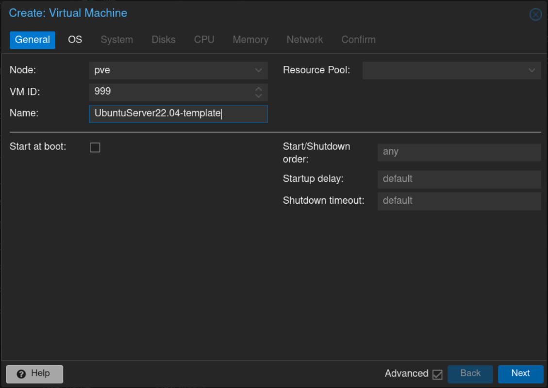 PVE Create VM: General