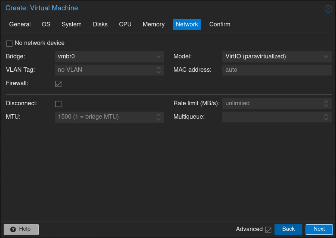 PVE Create VM: Network