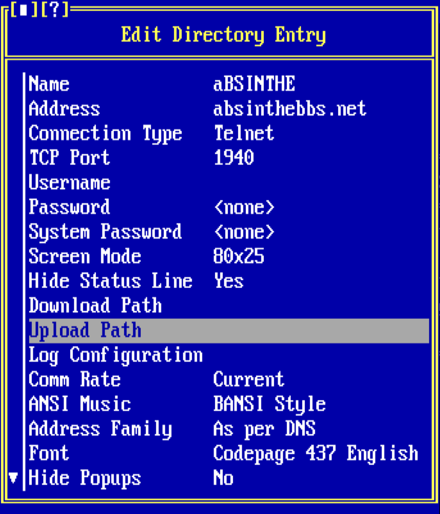 SyncTERM Directory Entry