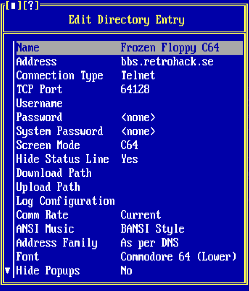 Frozen Floppy Directory Entry